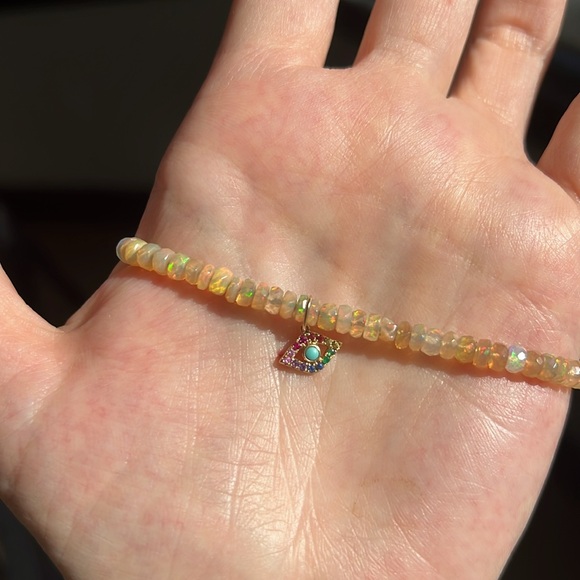 Sydney Evan Ethiopian Opal With rainbow Evil Eye 14 K Gold - Picture 2 of 5